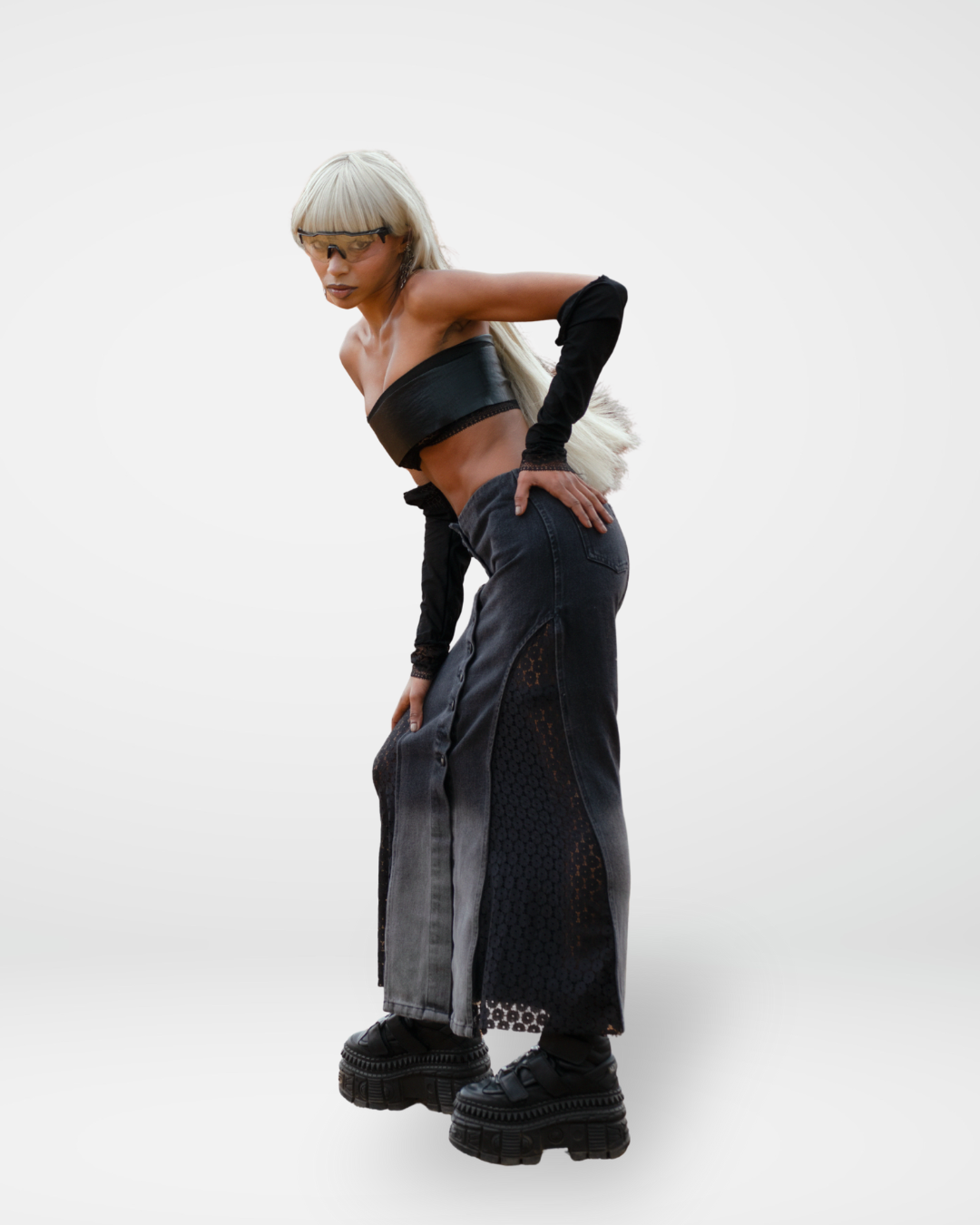 FALDA LARGA MARRUECOS NEGRA DENIM