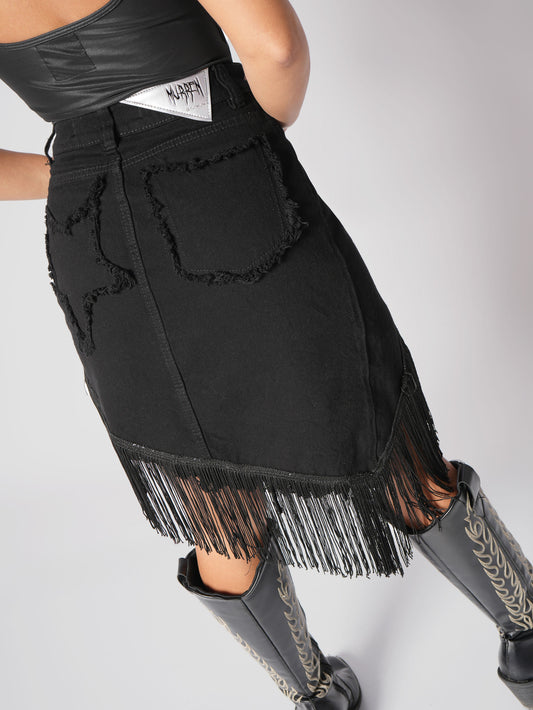 FALDA DENIM BORA BORA NEGRA SOLID