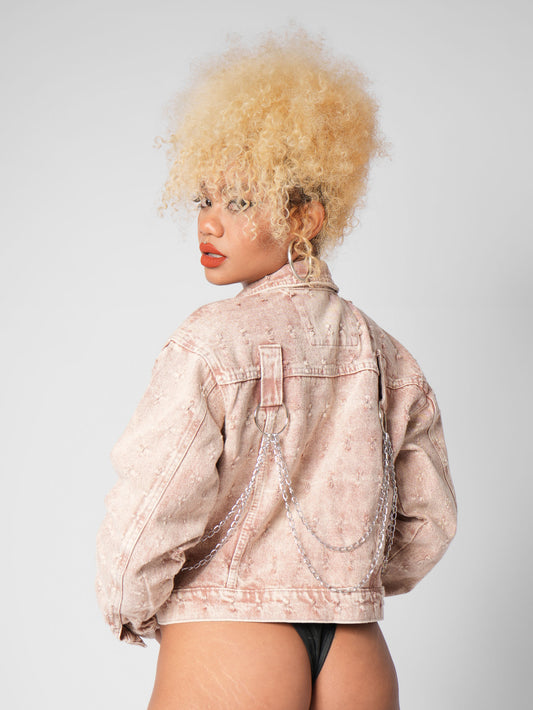CHAQUETA DENIM JAZMIN LAZER PINK
