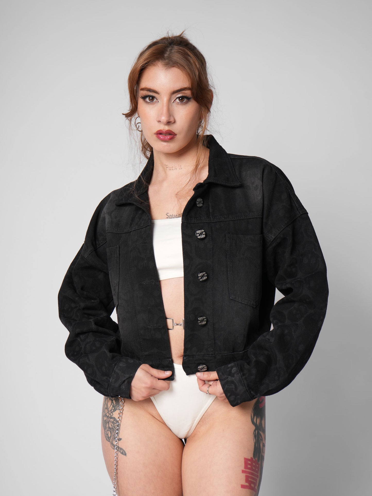 CHAQUETA DENIM OVER ONIX
