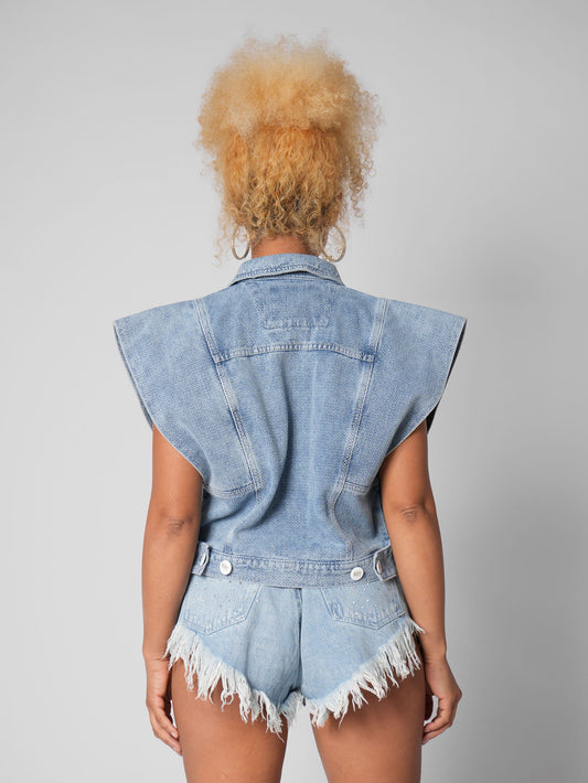 CHALECO DENIM OAXACA AZUL HIELO ESPIN