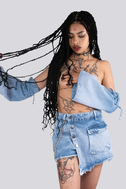 FALDA SHORT CARGO DENIM