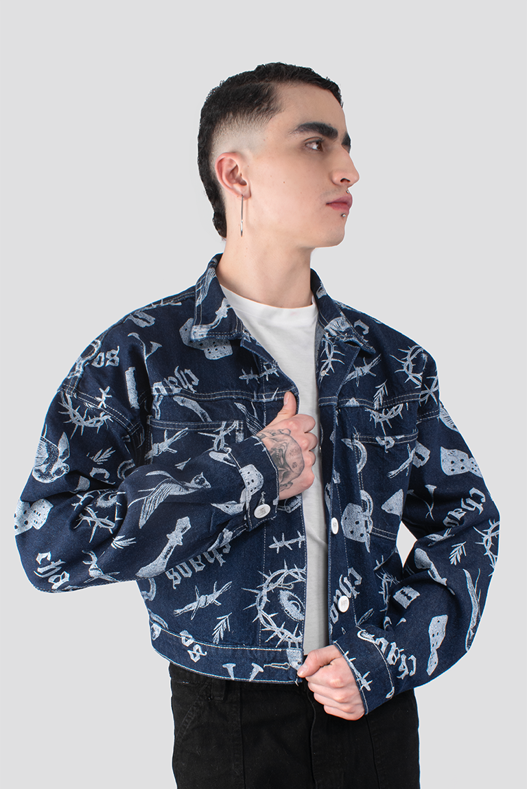 CHAQUETA DENIM ESTAMPADA DADOS MEN