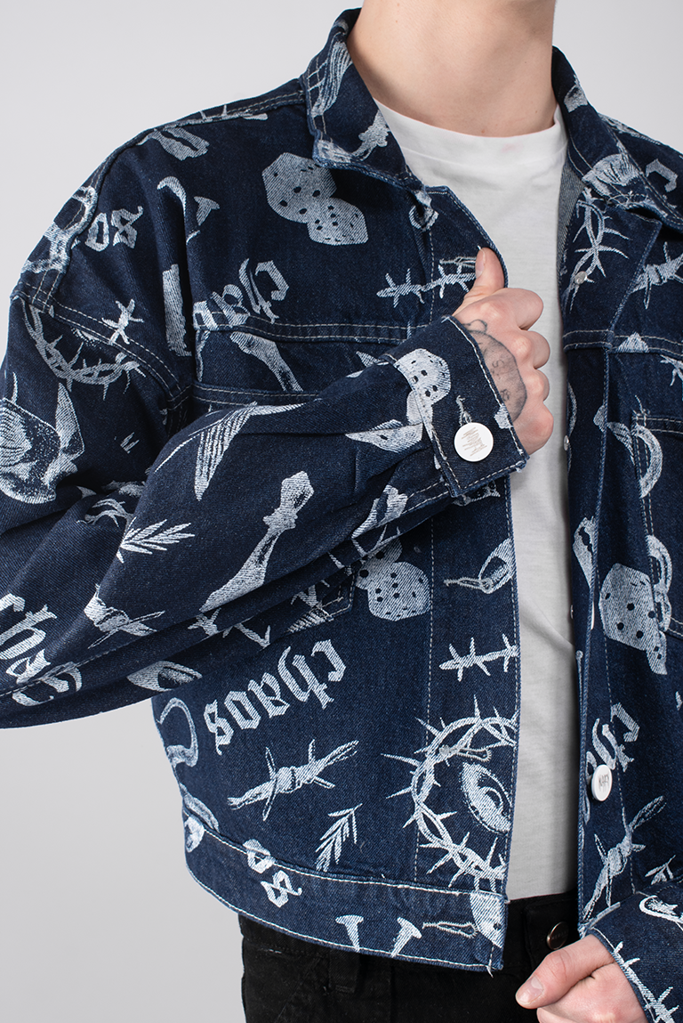 CHAQUETA DENIM ESTAMPADA DADOS MEN