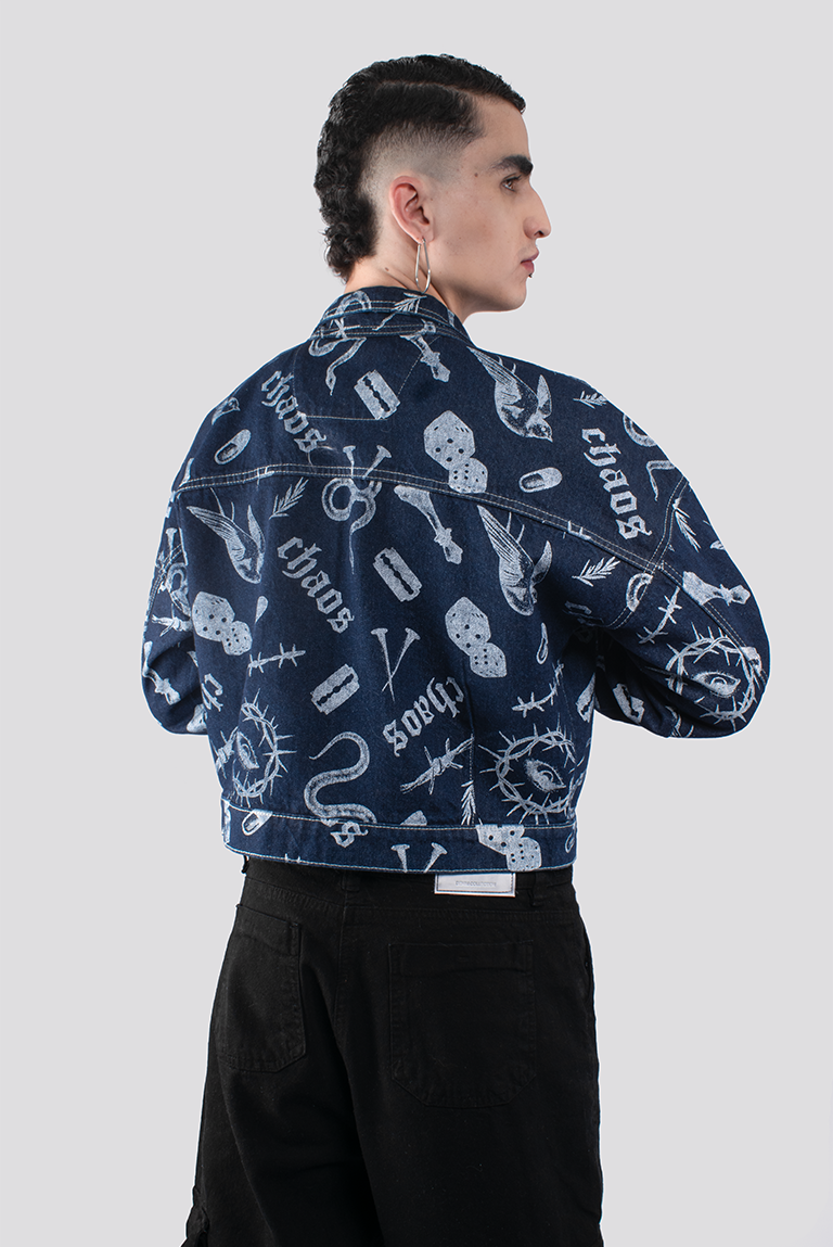 CHAQUETA DENIM ESTAMPADA DADOS MEN