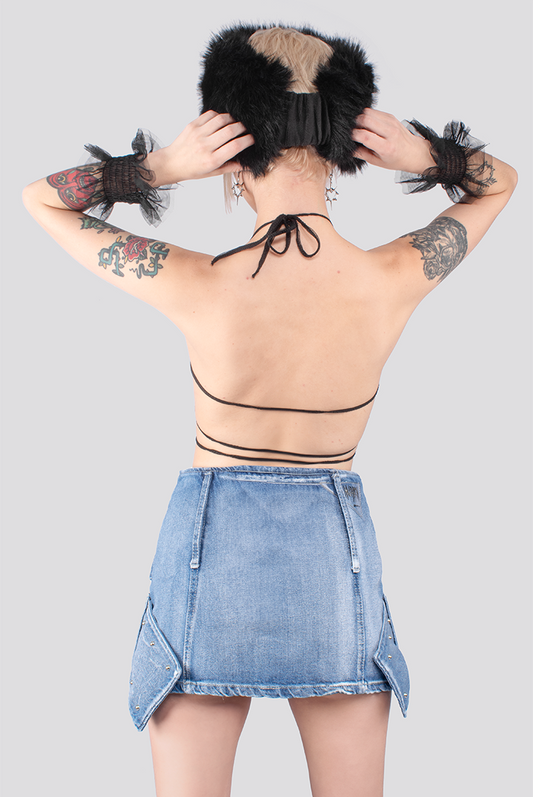 FALDA CRUZADA CON TACHES ITALIA DENIM