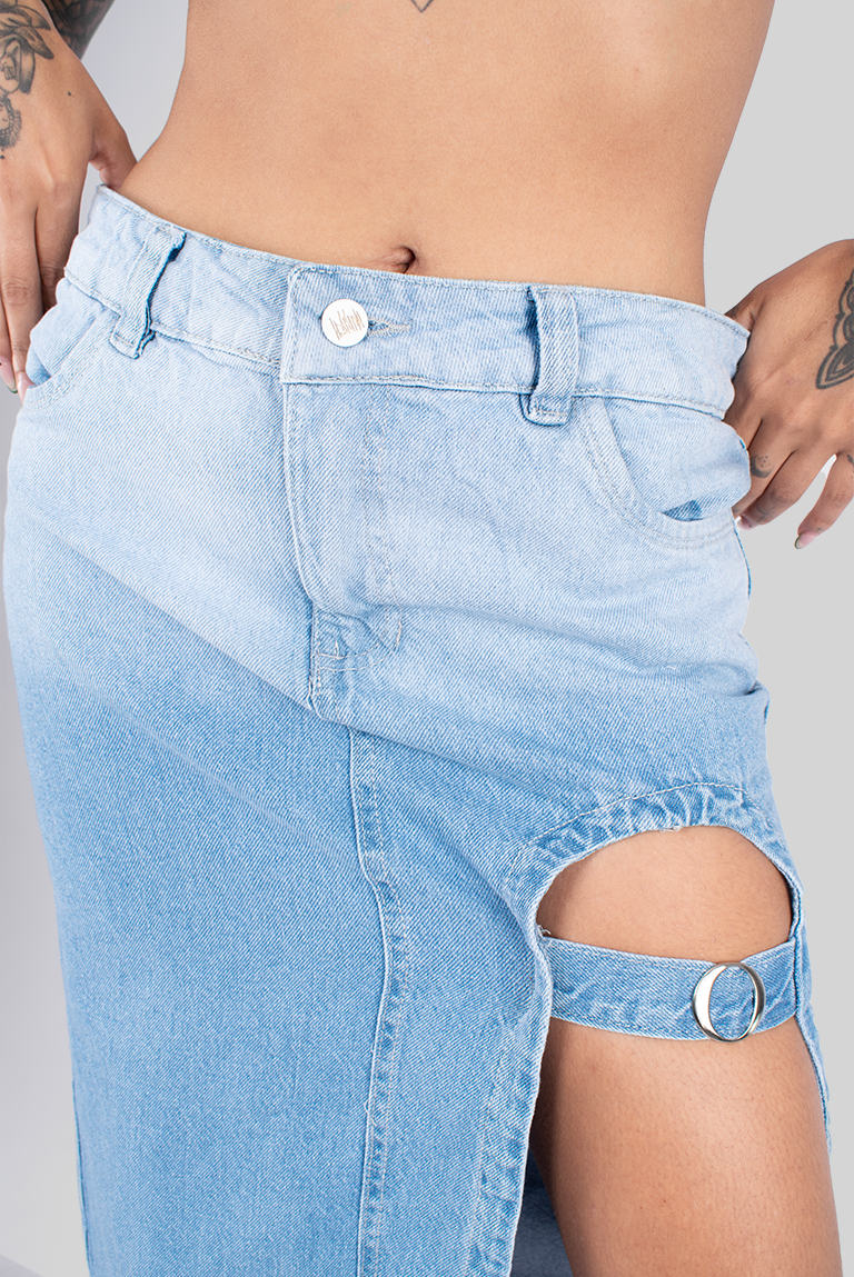 FALDA EGIPTO DENIM AZUL HIELO
