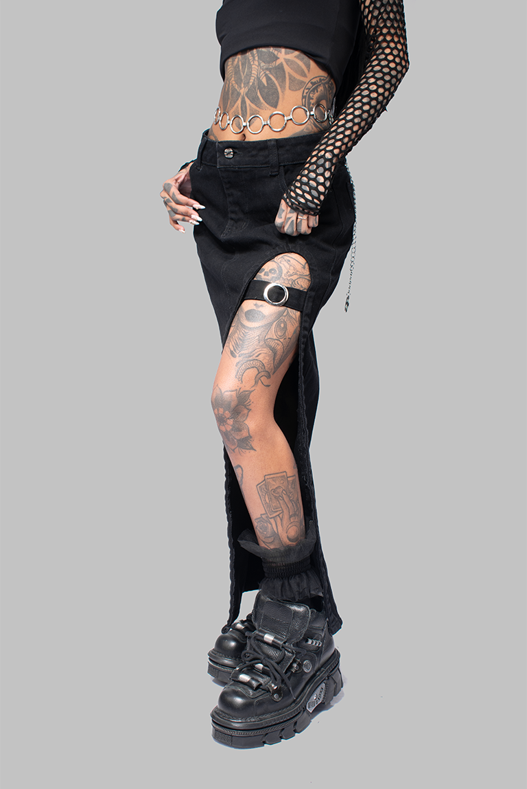 FALDA EGIPTO NEGRA SOLID DENIM