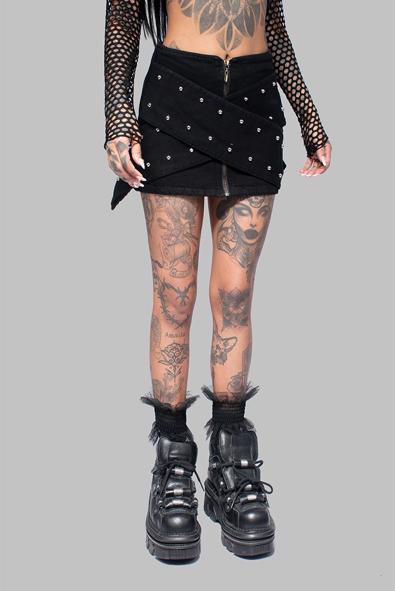FALDA CRUZADA CON TACHES ITALIA DENIM