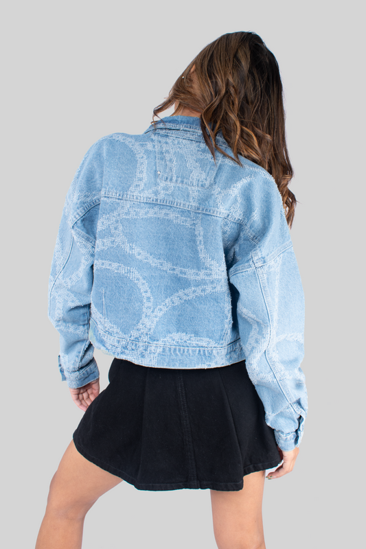 CHAQUETA DENIM LAZER CADENAS AZUL