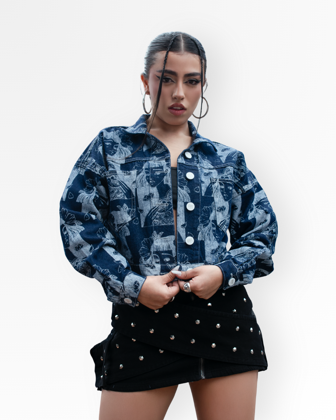 CHAQUETA ROSTROS AZUL DENIM