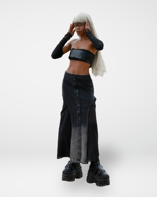 FALDA LARGA MARRUECOS NEGRA DENIM