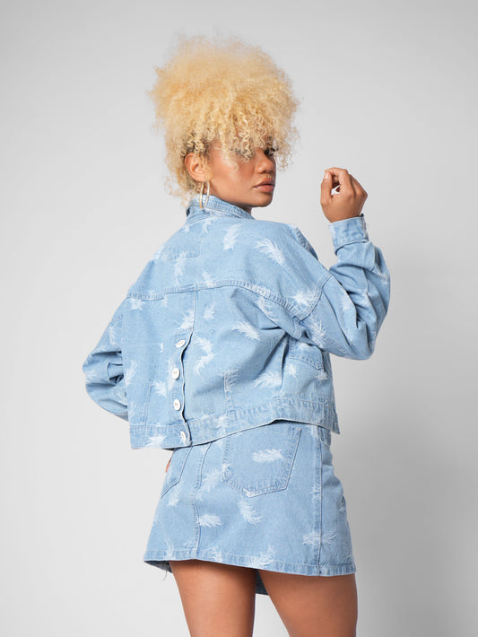 CHAQUETA DENIM OVER PLUMAS