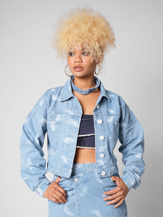 CHAQUETA DENIM OVER PLUMAS