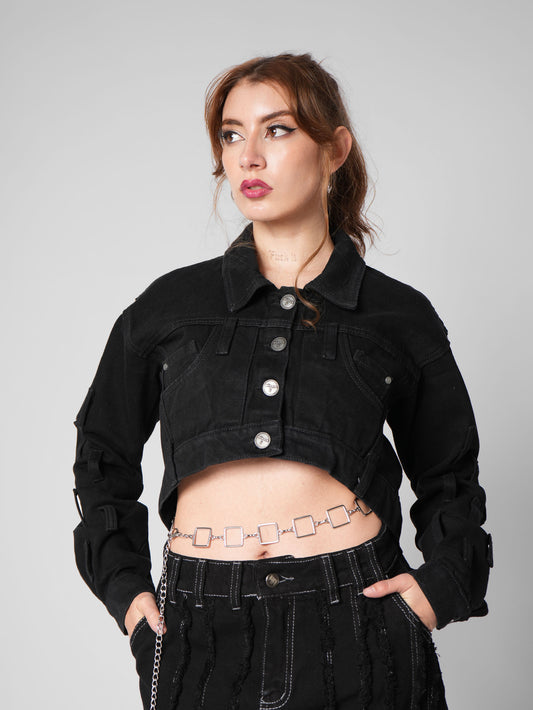 CHAQUETA DENIM BELLA NEGRA