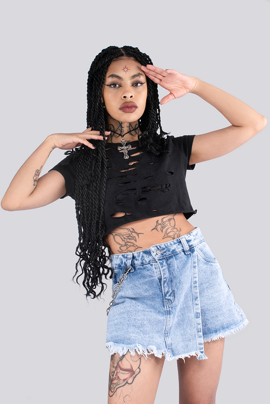 FALDA SHORT ARO DENIM