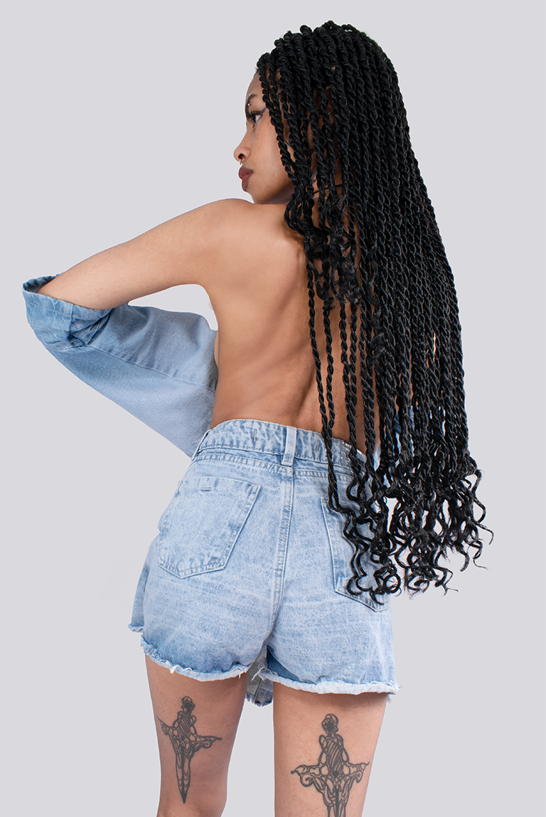 FALDA SHORT CARGO DENIM