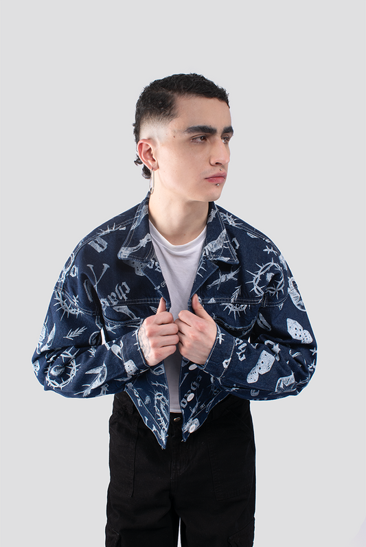 CHAQUETA DENIM ESTAMPADA DADOS MEN