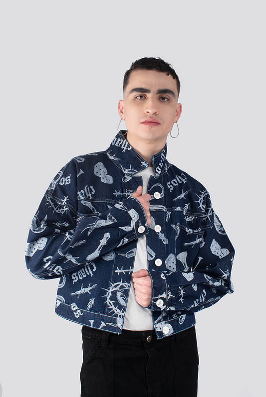CHAQUETA DENIM ESTAMPADA DADOS MEN