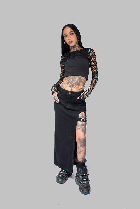 FALDA EGIPTO NEGRA SOLID DENIM