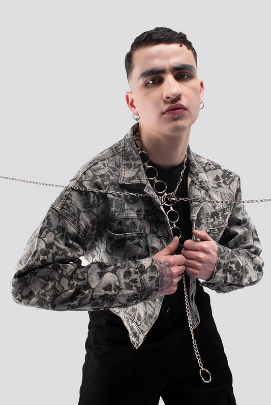 CHAQUETA DENIM ESTAMPADA SKULL MEN
