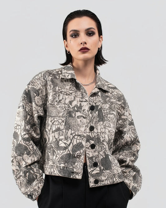 CHAQUETA DENIM ESTAMPADA PENSANTE