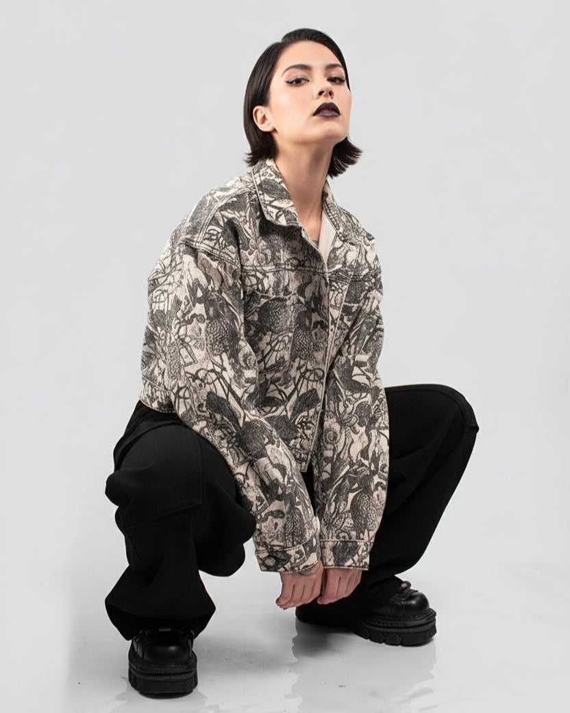 CHAQUETA DENIM ESTAMPADA PENSANTE