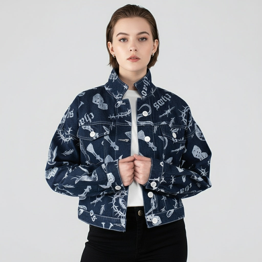 CHAQUETA DADOS AZUL DENIM