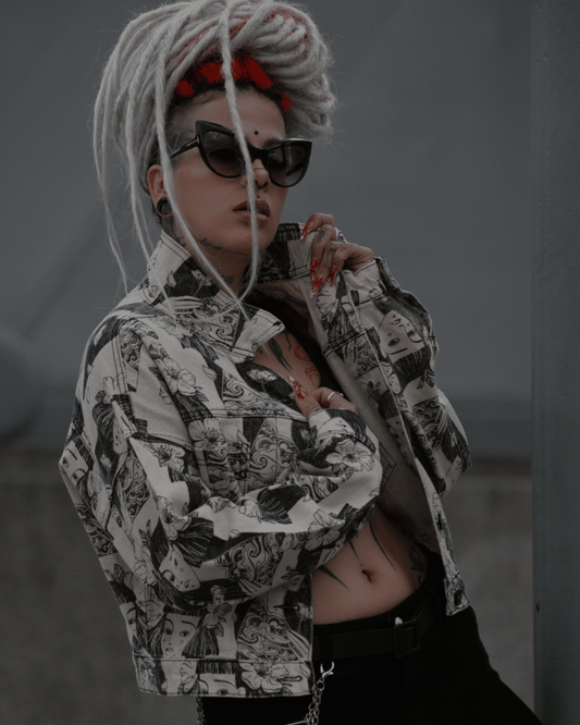 CHAQUETA DENIM ESTAMPADA ROSTROS
