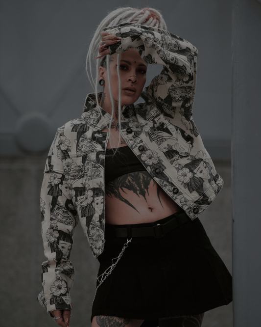 CHAQUETA DENIM ESTAMPADA ROSTROS